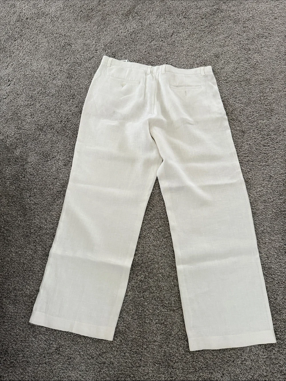 Portofolio Men's Cream Linen Straight-Leg Pants size 40